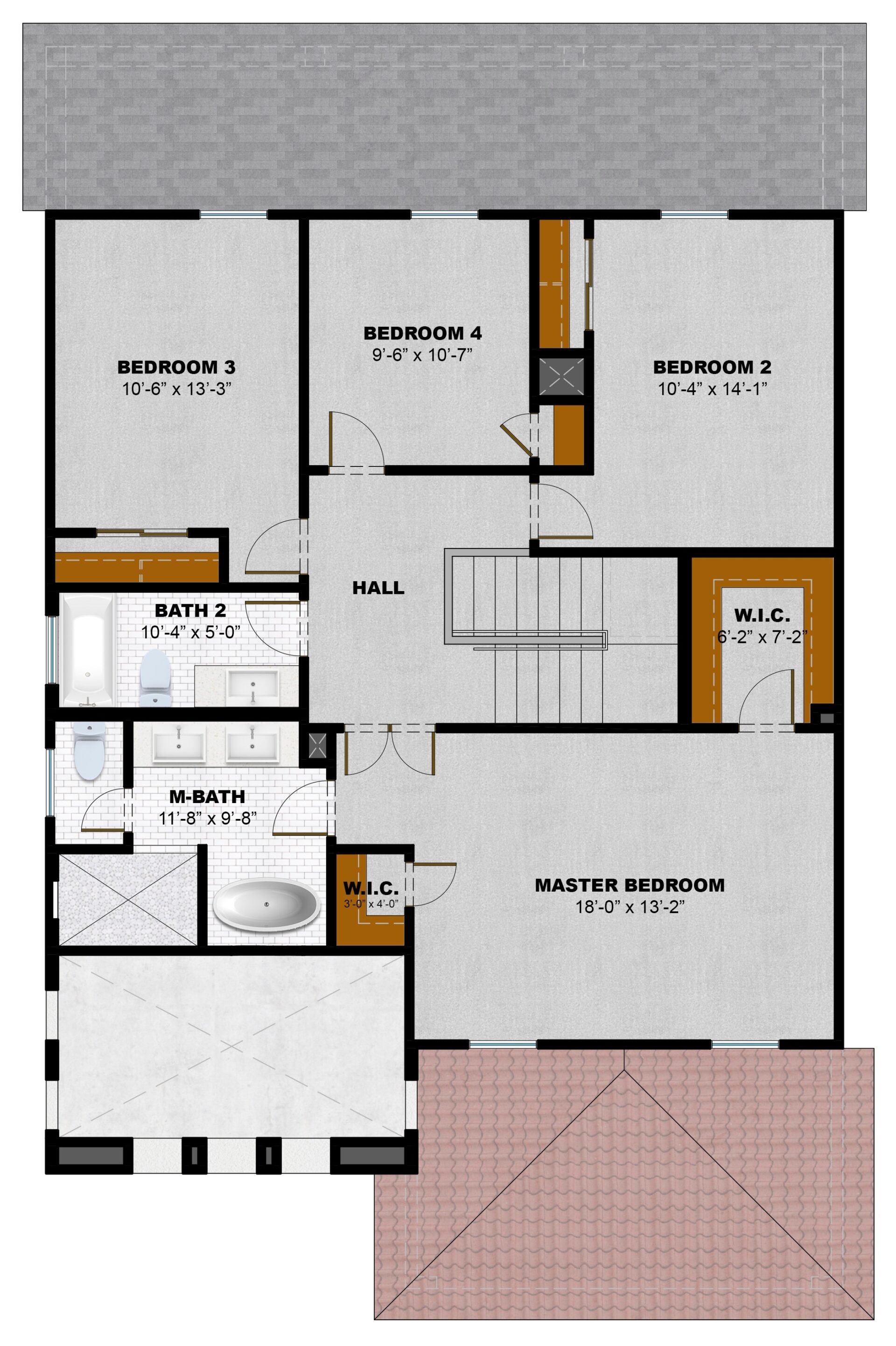 2nd Floor Plan - 4th Bedroom Option